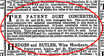 Daily News 13 Mar 1856 page 1 duett advert